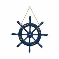 Nautical Wheel Wall Decor Vintage Design Wooden Ship Wheel Rustic Wood Finish Wooden Steering Ornament for Cafe