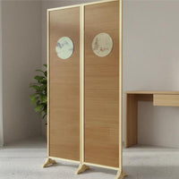 Wooden Frame Bamboo Screen Minimalist Design Chinese Design Partition Handcrafted Freestanding Room Divider for Entryway, Office