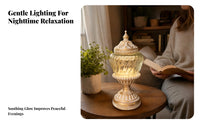 Ribbed Glass Lantern Distressed Finish Vintage Glass Lantern White and Gold