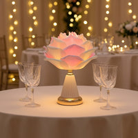 Rose Table Lamp Smooth Dimming Ceramic Lamp with USB Switch Ambient for Vanity