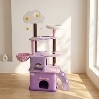Cat Climbing Frame Cushioned Covered Feline Activity Center with Perches Indoor Feline Furniture for Cats