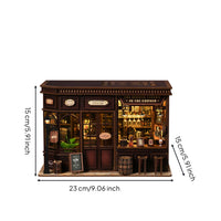 Lighting Cord Miniature Tavern Model Printed Signs Wooden Craft Building Corner Set Tavern Model