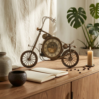 Wrought Iron Motorcycle Timepiece Large Size Motorcycle Wall Timepiece for Shop