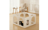 8 Pieces Dog Playpen with Door Transparent Modular Pet Enclosure Lockable Pet Fence with Door for Small Dogs, Young Dogs, Living Room, Bedroom