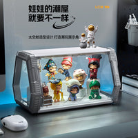 手办展示盒带灯太空舱盲盒收纳展示架积木防尘泡泡玛特模型收纳盒