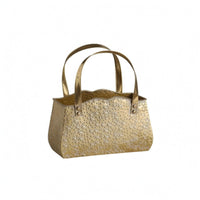 Handbag-Shaped Metal Container Gold-Toned Embossed Star Basket