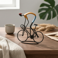 Cycle Statue Vintage Design Abstract Bike Sculpture Colorful Accents Metal Cycle Decor for Entryway
