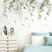 Greenery Butterfly Wall Sticker Self Botanical Vine Mural