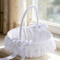 Flower Girl Basket Ribbon Bow Ceremony Decor Lightweight