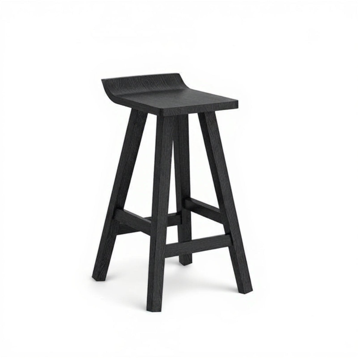 Round Top Counter Stool Minimalist Look Bar Seating Built-in Footrest for Cafe