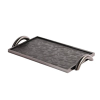 Tray with Handles Textured Rectangular Tray with Metal Handles Elegant for Coffee Table