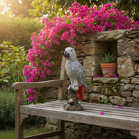 African Grey Parrot Statue Detailed Craftsmanship Resin Parrot Sculpture Versatile Decor Realistic Bird Figurine for Living Room, Balcony, Desktop