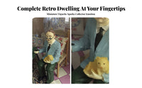 Pipe Detailed Dollhouse Man Figure Seated Elderly Man Figurine