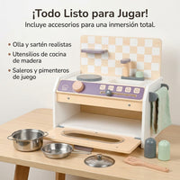 Wooden Toy Kitchen for Girls, Educational Play Kitchen with Accessories, Pretend Play Set for Girls, 33.5x21x32.3cm