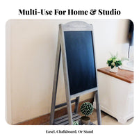 Wooden Ladder Blackboard Vintage Aesthetic Tiered Foldable Stand Space-Saving Multifunctional Use for Plant Lovers, Cafe