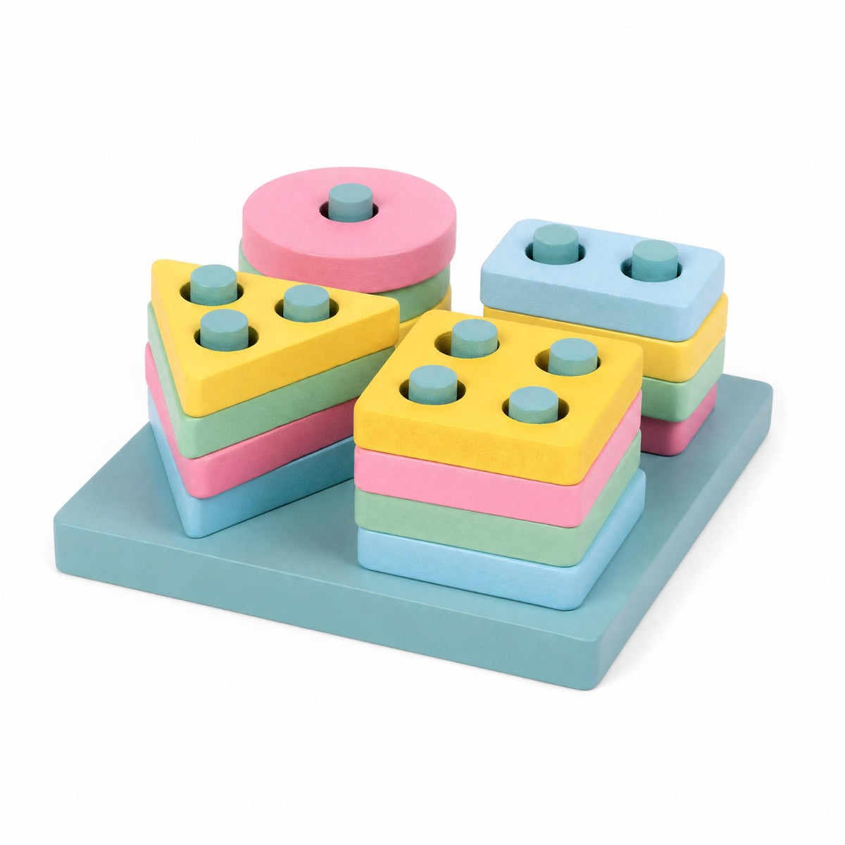 Sorting Wooden Shape Sorter Geometric Stacking Toy with Pegs Developmental Shape Matching Toy Learning for Toddlers, Playroom, Classroom