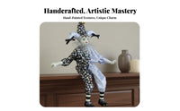 Dangling Leg Clown Doll Tear Drop Feature Sitting Porcelain Clown Handmade Fool Figurine Posable Tri-Cherub Design Doll