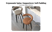 Wooden Stool with Woven Seat Rotating Bar Chair sturdy Wood Built-in Footrest for Families
