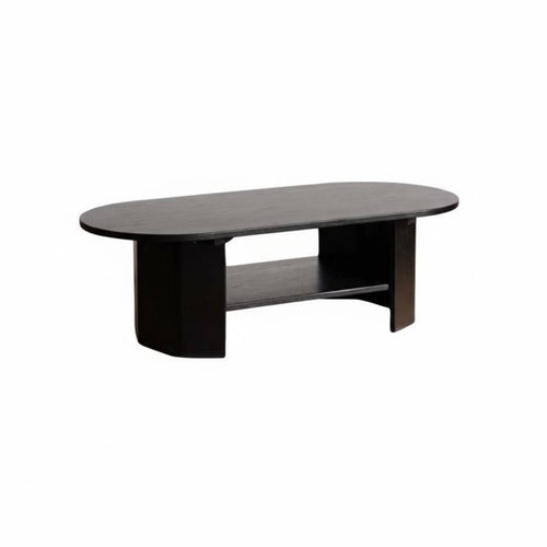 Rustic Zen visual appeal Oval Coffee Table with Shelf Modern Design dual-level Oval Table Space-Saving Living Room Furniture Minimalist and aesthetic for Apartment Dwellers, homeowners, Families, Small areas, Lounge Area, Home