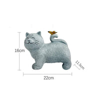 Feline Tail Butterfly Statue LED Lights Sun-Powered Feline Figure Statue Automatic Nightfall Activation
