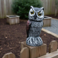 Rotating Owl Scarecrow 360° Rotation Rotating Head Owl Statue Lifelike for Porch