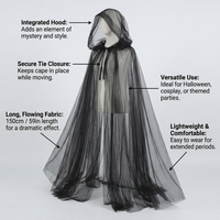 Hooded Cloak Maxi Cape for Halloween Party, Fancy Dress Costume Halloween, Grim Reaper Dramatic Cloa - Image 6