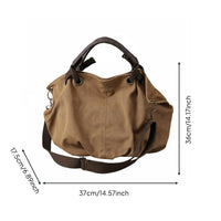 Canvas Tote Bag Vintage Style Canvas Shoulder Handbag Minimalist Design Large Capacity Crossbody Bag for Commuting