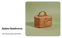 Lidded Rattan container with Handle Portable Design for Camping, Home Decorators
