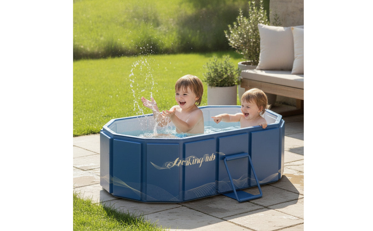 Collapsible Kids Pool with Support Step Portable Foldable Kids Pool Non-Inflatable Hard-Sided for Toddlers, Backyard
