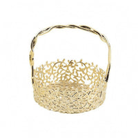 Metal Hand Basket Gold-Tone Home Decor Long-Lasting