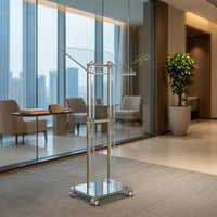 Acrylic Lectern with Wheels Transparent Adjustable Mobile Rolling Lectern for Teachers, Churches
