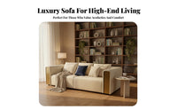 Lowoutline Straight-Line Sofa Light Luxury aesthetic Living Room Seating Italian Inspired Couch for Families, Adults, Showroom, Lounge Area, Movie evenings