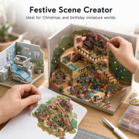3D Diorama Sticker Kit for DIY Miniature Scenes - Korean Style Stress Relief Christmas Cartoon PET Stickers