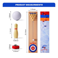 Portable Tabletop Bowling Curling Game Compact 3-in-1 Game Set Miniature Shuffleboard Set for Family