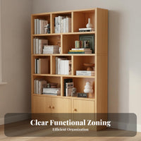 Wooden Bookcase with Cabinets Dust-Resistant Design Floor Standing Bookshelf Multifunctional Standing Bookshelf for Book Lovers, Students, Living Room