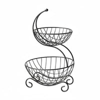 2-Tier Fruit Basket Wrought Iron 2 Tier Fruit Basket Space Saving for Office