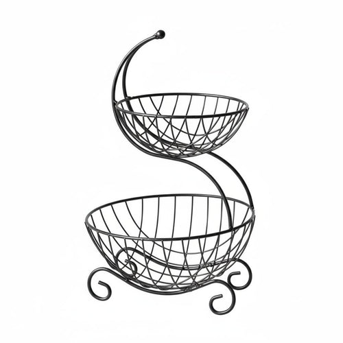 2-Tier Fruit Basket Wrought Iron 2 Tier Fruit Basket Space Saving for Office