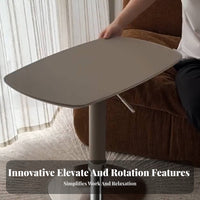 Rotating elevatingTop Circular Table Italian Design Nightstand Height-Adjustable Minimalist Visual Design for Homeowners, Adults