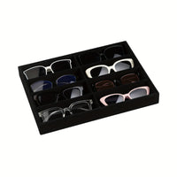 Two-Row Eight-Compartment Velvet Sunglasses Display Box for All Eyewear Storage