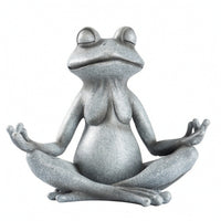 Meditating Frog Figurine Stone-Look Meditation Frog Statue Compact Decor for Bookshelf