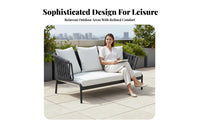 4 Pieces Weather-Resistant 4-Piece Woven Seating Set Thick seat pads Outdoor Furniture sturdyDuty Frame Garden Lounge Group Low Maintenance for Hotel Managers, Business Owners, Patio, Terrace, Sunroom, Backyard