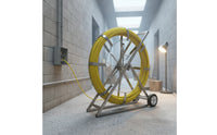 Cable Threading Reel Cart Wear-Resistant Cable Reel Cart with Towing Head 12mm Conduit Rodder with Wheels for Electricians, Construction Sites