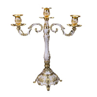 Candle Holder with Three Cups Embossed Candelabra with Arms Decorative