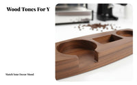 Solid Wood Boat-Shaped Tamping Stand Space-Saving Espresso Tamping Station Polished Finish for Cafe