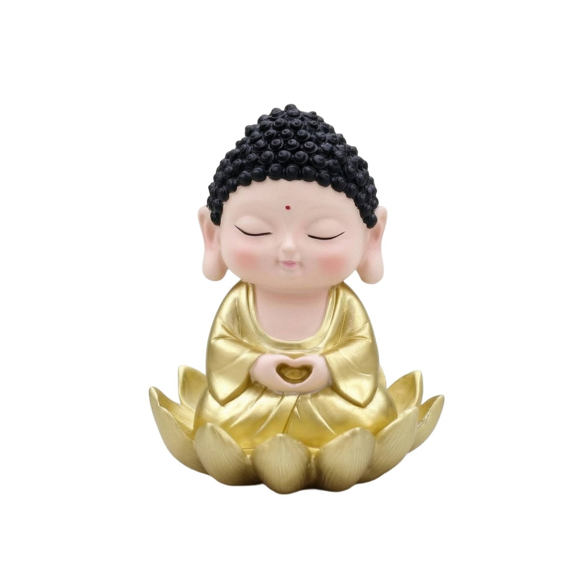 Buddha Statue with Lotus Base Gold Buddha Statue Miniature for Garden