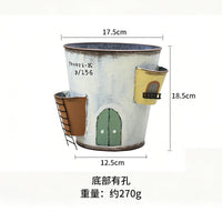跨境美拉德风格铁艺花盆复古做旧圆形组盆绿植装饰多肉花盆容器
