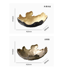 现代简约轻奢复古创意金属果盘样板房客厅茶几桌面软装家居装饰品