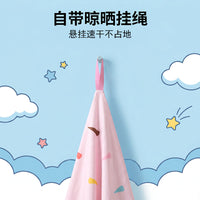 儿童双面绒印花速干浴袍连帽带挂绳斗篷款游泳沙滩洗澡男女童通用