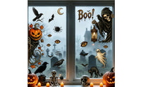 23 Pieces Halloween Window Decal Removable Window Clings Transparent Glass Cling with Spooky Designs