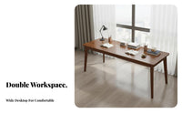 2 Person Desk Spacious Tabletop Solid Wood Computer Desk Thickened Desktop Long Wooden Study Table for Professionals, Remote Workers, Office, Bedroom